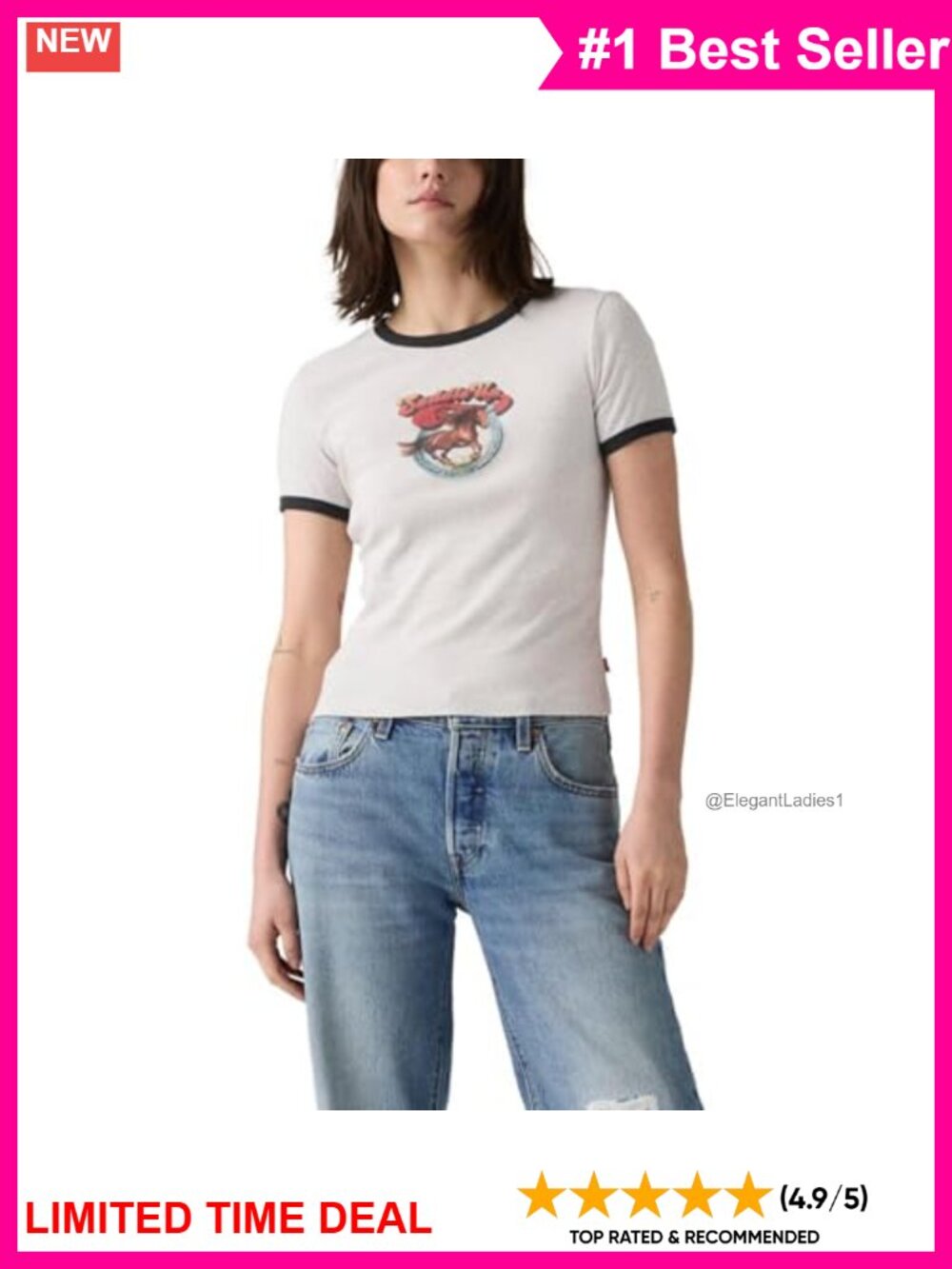 Levi's Women's Retro Graphic Crewneck Slim Fit Short Sleeve Tee